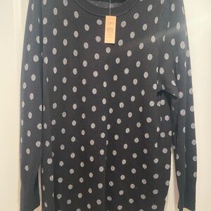 LOFT Charcoal Sweater with Silver Dots
